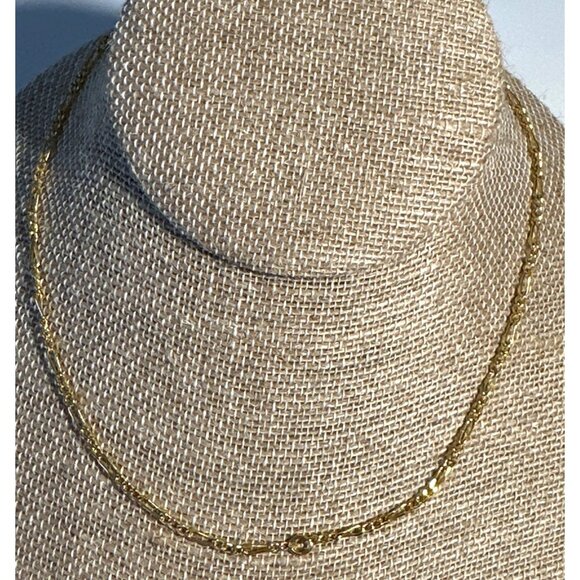Dainty Figaro Chain Link Necklace Gold Tone 14" Collar - Picture 1 of 7